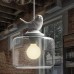Suspension Lustre Romantique Oiseau en résine Abat-jour avec Clair Verre Pendant Lampe Ceiling Light Chandelier