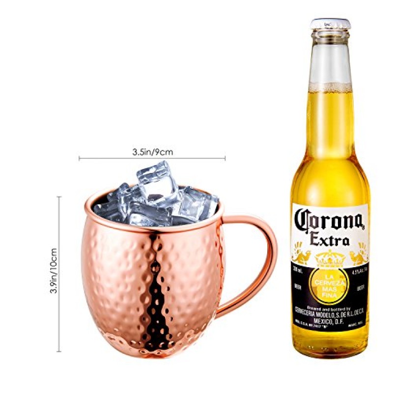 Moscow Mule Mugs Set, Coupelles en cuivre Mule Moscow avec doublure en