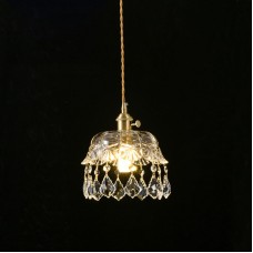 Tout en cuivre style pastoral minimaliste nordique ins coréen japonais petit lustre chambre barre de chevet lampe en cristal