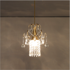 Lustre de salle à manger en cristal de luxe léger lustre de salle à manger à une tête lumière de bar américain couloir d'entrée décoration lustre en laiton