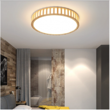 Plafonnier LED simple lampe de salon nordique en bois massif lampe d'étude ronde nouvelle lampe de chambre