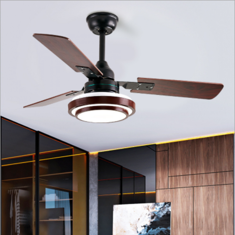 Nordic moderne minimaliste ventilateur lumière étude salle à manger chambre salon ventilateur de plafond lumière LED ventilateur en bois massif lumière