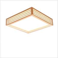 Plafonnier LED de style japonais Chambre en bois carrée de style chinois Lampe décorative nordique