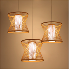 Lustre de restaurant japonais créatif Maison de thé tatami en rondins simple led en bois bambou tissé lampe de salon de thé Zen