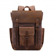 Sac à dos en toile vintage pour homme en toile cirée à l'huile Sac à dos de voyage