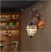 Style antique européen personnalité tête de cerf applique murale salon créatif bar café couloir couloir lumière LED