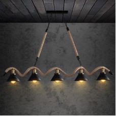 LOFT Rétro Industriel Trois Têtes De Chanvre Corde Lustre Américain Bar Restaurant Salle À Manger Cuisine Plafond Pendentif Lumières Cinq Têtes De Fer Lumières Intérieures