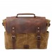 Vintage Oil Wax Canvas with Crazy Horse Leather Briefcase Men's Bag Retro One-shoulder Crossbody Handbag