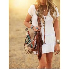 Sac à bandoulière épuré en coton et lin tissé à la main rétro 2022