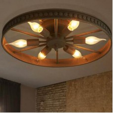 Rétro Industriel en Fer forgé plafonnier, Lampe de Plafond de Roue de vélo créatif, Rond Art Plafonnier
