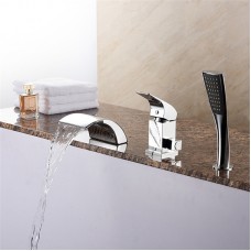 Robinet de Baignoire - Robinet Céramique Baignoire Romain Laiton Plaqué Rhodium Moderne