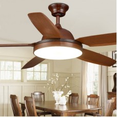 Ventilateur de plafond à 5 lampes de luxe en plastique à une lumière, ventilateur de plafond à LED, 56 pouces, brun