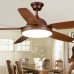 Ventilateur de plafond à 5 lampes de luxe en plastique à une lumière, ventilateur de plafond à LED, 56 pouces, brun