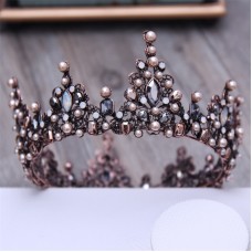 Diadèmes baroques et couronnes baroque rond en cristal vintage noir pour les femmes ou les hommes