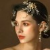 Clip de mariée en or Tiara fleur côté clip coiffe boucles d'oreilles accessoires pour cheveux costume deux pièces