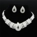 Bijoux de mariage abordable Royal Clear Rhinestone Cascade Boucles d'oreilles Ensemble de collier en argent