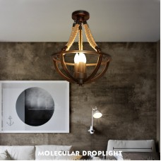 Industriel Rétro Lampe Corde De Chanvre Plafond Lampe 3 Flames Antique Plafonnier Lustre Plafonnier Éclairage Salon Lampe De Salle À Manger Lampe De Chambre Chambre Lampe Hemispheric Fer Cadre