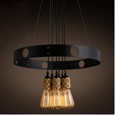 Luminaires suspendus rétro - Luminaires suspendus ronds - Design industriel à anneau antique - Suspension lumineuse décorative - Abat-jour en fer