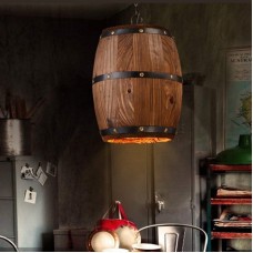 Suspension en tonneau en bois - Lustre Retro Loft - Plafonnier Creative Village