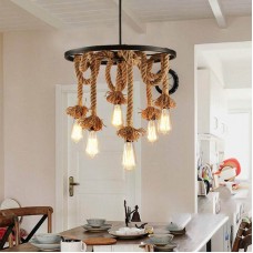 Lustre rond vintage plafonniers plafonnier lampe suspendue au chanvre antique