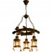 Loft Vintage Chandelier Creative Antique En Bois Pendentif Lampe Corde De Chanvre 3 Flammes Ronde En Verre Métal Bronze Décoratif