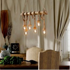 Suspension en corde de chanvre rétro - éclairage de plafond de table à manger - suspension en bambou