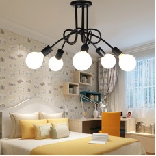 Luminaire Plafonnier, Edison 5 Têtes Metal Fer Lampes Vintage Industrial Plafonnier Lampe de suspension Luminaire E27 Rétro Salle de Salle à Manger Chambre D'hôtel Accueil Accessoires D'éclairage