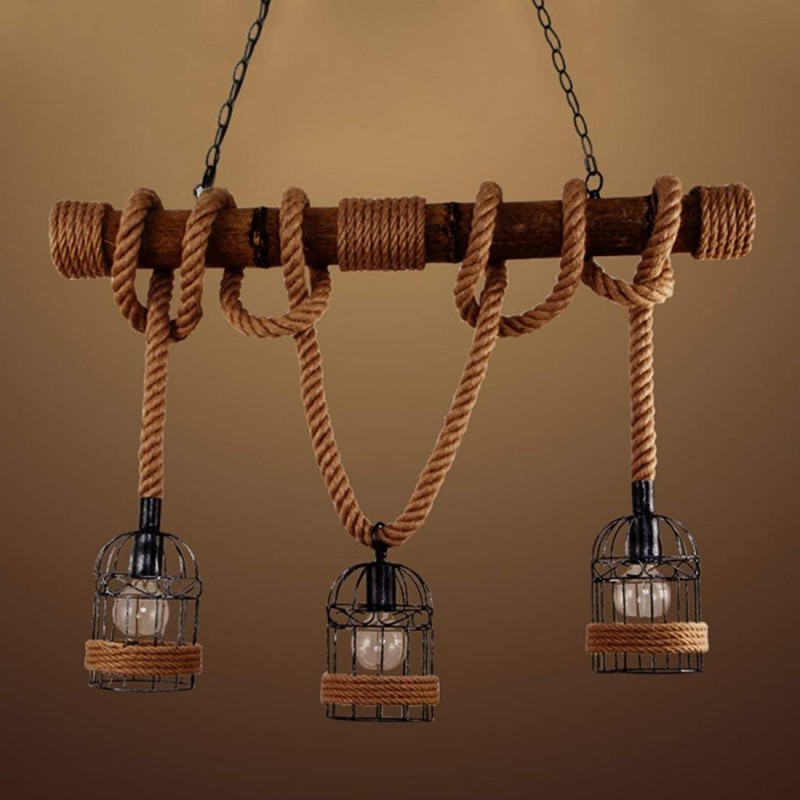 Suspension en corde de chanvre rustique - Parfaite pour la décoration - Suspension vintage en corde - Suspension en fer