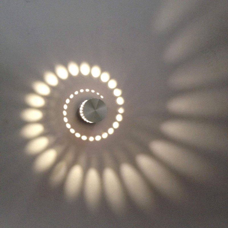 Applique murale ronde LED lampe de couloir lampe à spirale 3W applique murale lumière parasite design