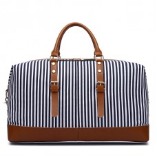 Femme Sac de Voyage Toile Holdall Grand Sac à Main de Week-End Voyage Sac Totes Sac à bandoulière Sacs portés Main Sacs a Main (Bleu)