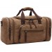 Toile Voyage Sac vintage Voyage sac Week-end Sport Duffel Sacs gym Camping randonnée femme homme bandoulière Sac (Café)