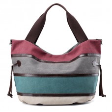 Sac à main en toile multicolore à rayures en treillis et bandoulière pour femme Sac à main fourre-tout pour femme