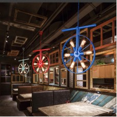 Lustre en fer à vent industriel roue décorative pour café Internet café restaurant bar clubhouse café