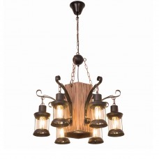 Lustre rétro,  Loft Industriel Suspension en bois Lampe suspendue décorative en métal Hauteur réglable E27 Rétro en bois pendentif pour cuisine salle à manger Bar Restaurant Salon Café