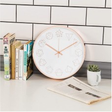 Timelike Horloge murale de luxe moderne de 12 po silencieuse avec cadre en or rose