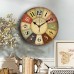 Décoration de la maison horloge, style coloré rétro chiffres romains, silencieux horloge murale en bois de quartz non-Ticking (14 pouces)