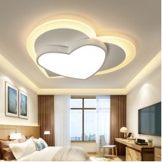 Lampe de Chambre LED Plafonnier Blanc 45W Dimmable Lampes en Forme de Coeur Lampes Design Moderne Plafonnier Acrylique en Métal Créatif Lustre Lampe de Cuisine L50cm * W46cm * H8cm 