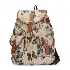 Sac à Dos Femme Vintage Toile Fleurs Fleuri Boheme Ethnique Sac d'École College Fille Ado Loisir Etanche A La Mode Chic Voyage Randonnée Fourniture Scolaire（papillon）