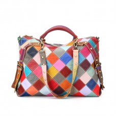 Patchwork en cuir véritable sac à main épaule Sac bandoulière sac