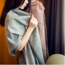 Écharpe Foulard Châle pour Femme Automne Hiver Chaude Douce Motif à Carreaux Surdimensionné avec Décoration Frange Simple Classique (190 * 65CM)