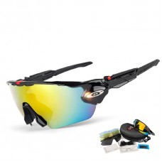 Polarized Sports lunettes de soleil UV400 protection lunettes de vélo avec 5 lentilles interchangeables pour le cyclisme, baseball, pêche, ski, course